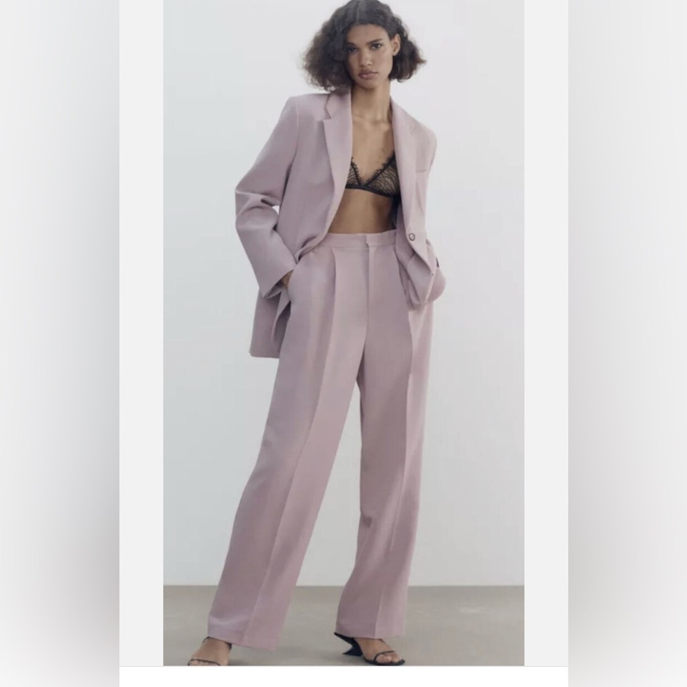 New Zara Blogger Favorite Woman Straight Cut Blazer And Pants Set Size XL